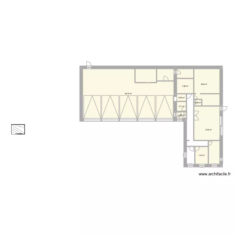 plan de masse CI Mayet. Plan de 9  et 57 m²