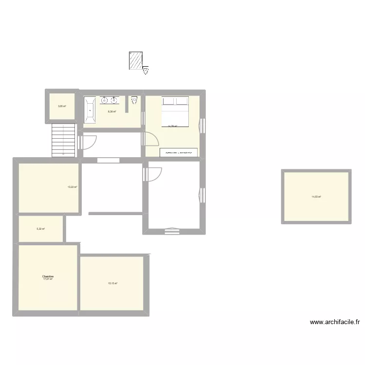 Tir2. Plan de 8  et 91 m²