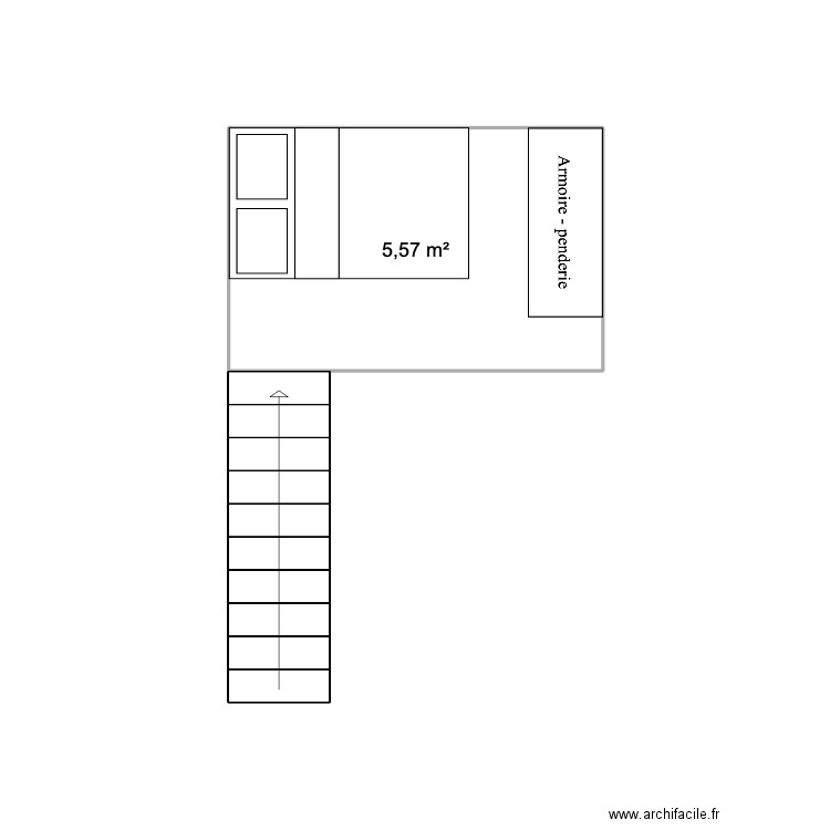 mezzanine gauche. Plan de 1 pièce et 6 m2