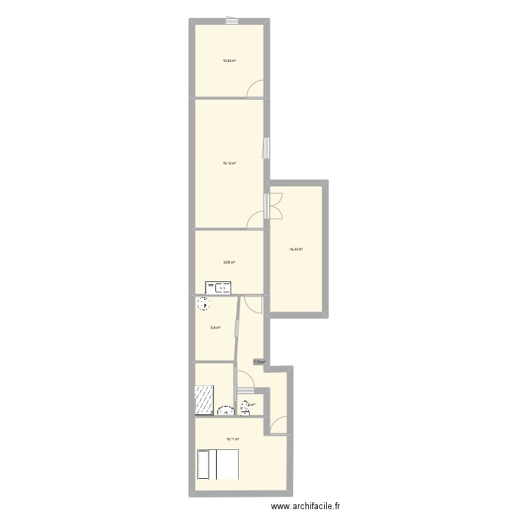 montlucon. Plan de 8 pièces et 87 m2