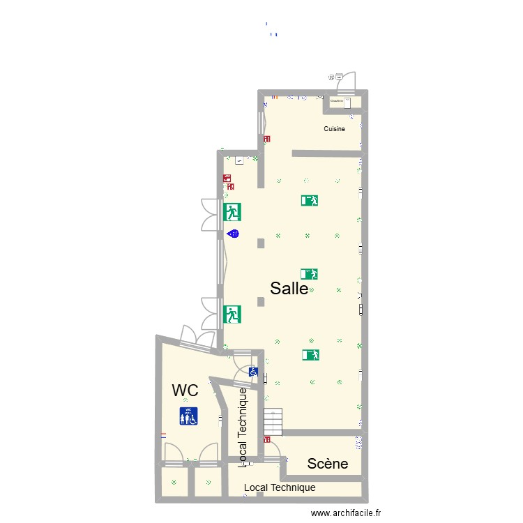 Salle Des fêtes de chaudun. Plan de 3 pièces et 114 m2