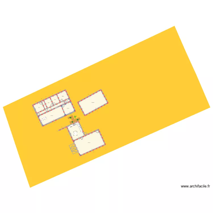 maison existante. Plan de 11  et 225 m²