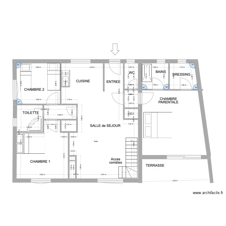 Extention Katia 5. Plan de 8 pièces et 73 m2