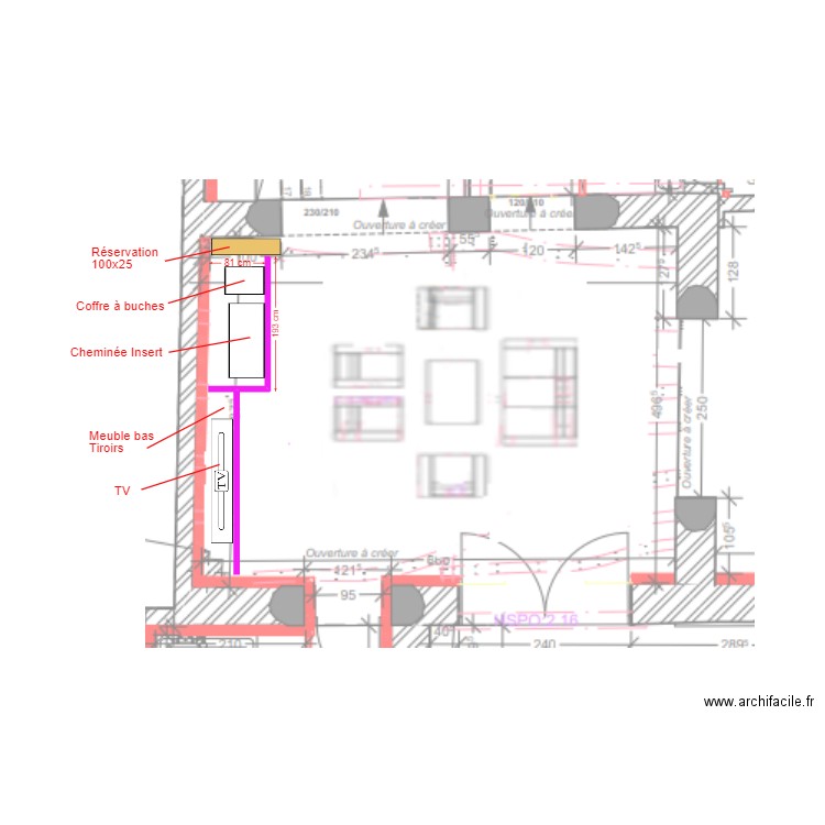 Cheminée Salon. Plan de 0 pièce et 0 m2