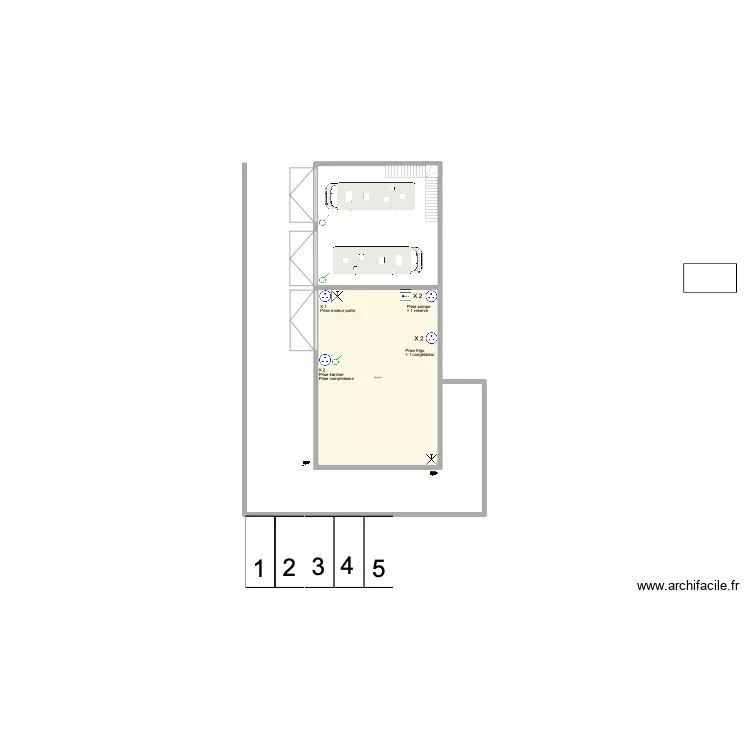 hangar + extension + silo + stock. Plan de 