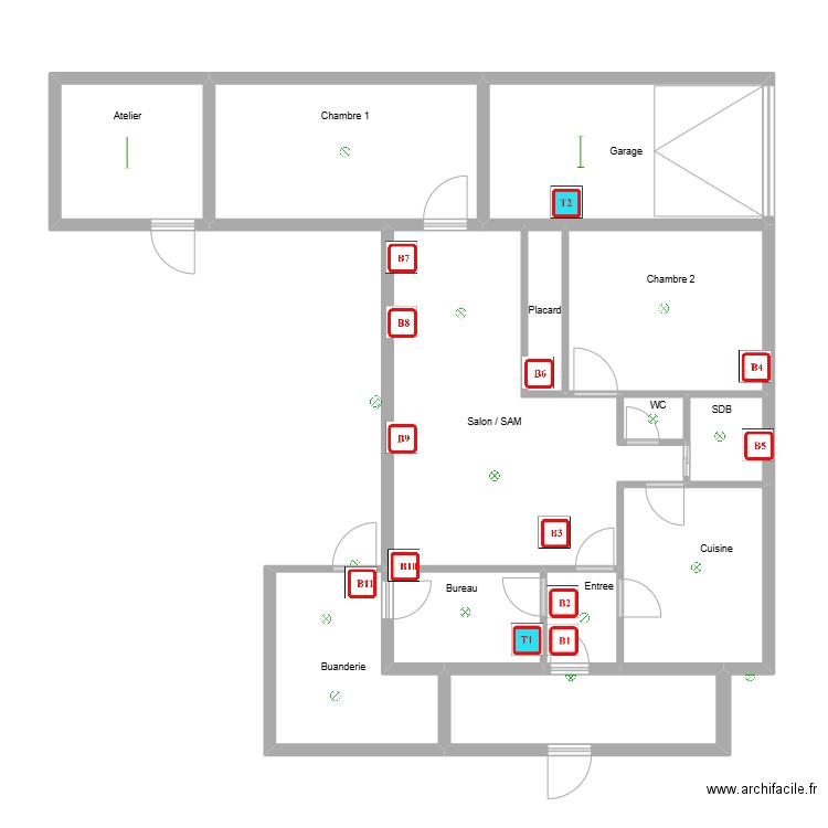 lefrique ECL. Plan de 13 pièces et 97 m2