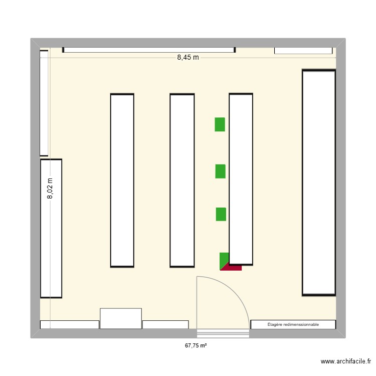 Amenagement 24/7. Plan de 1 pièce et 68 m2