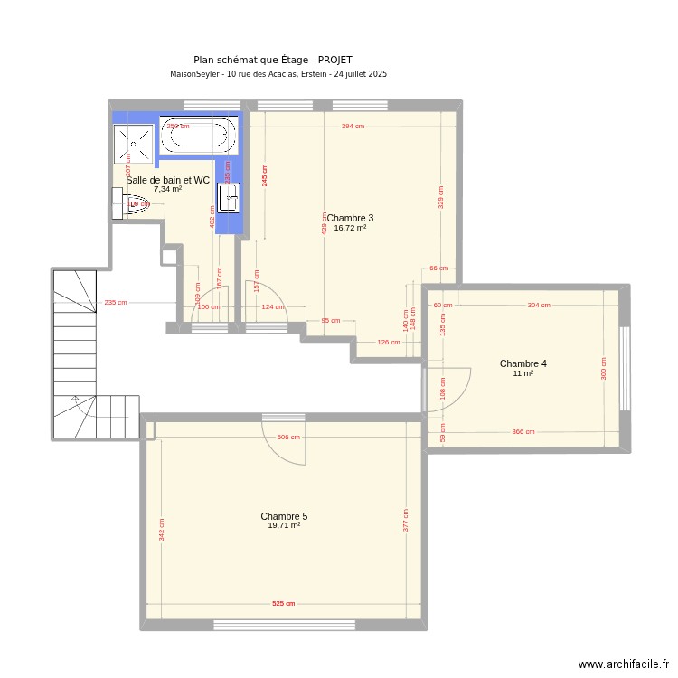 Seyler 1 projet. Plan de 5 pièces et 55 m2