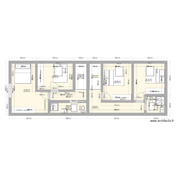 ETAGE 1 ET 2 LA LOGERIE. Plan de 10 pièces et 71 m2