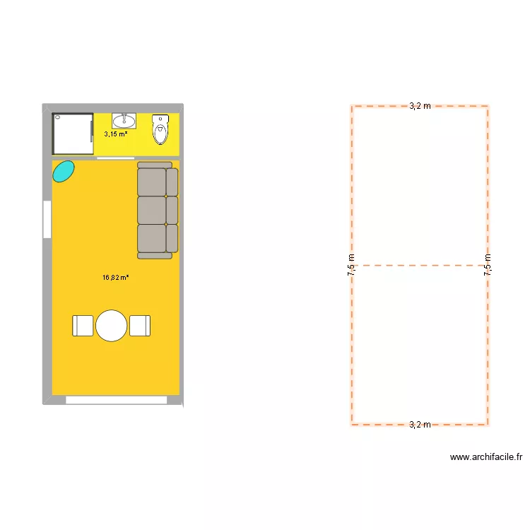 ver2. Plan de 2 Pièces et 20 m² ver2. Plan de 2 Pièces et 20 m²
