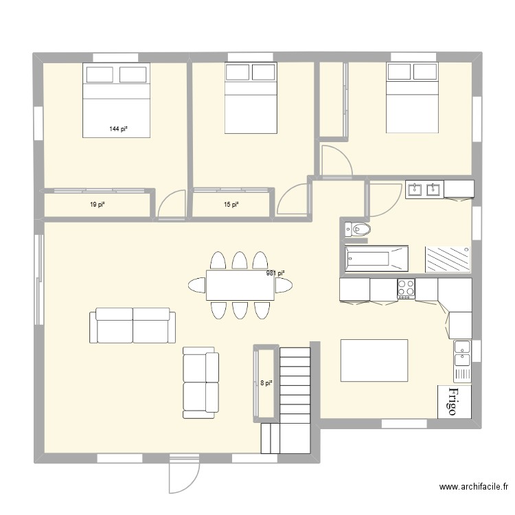 148-150 route 132 RDC. Plan de 5 pièces et 110 m2