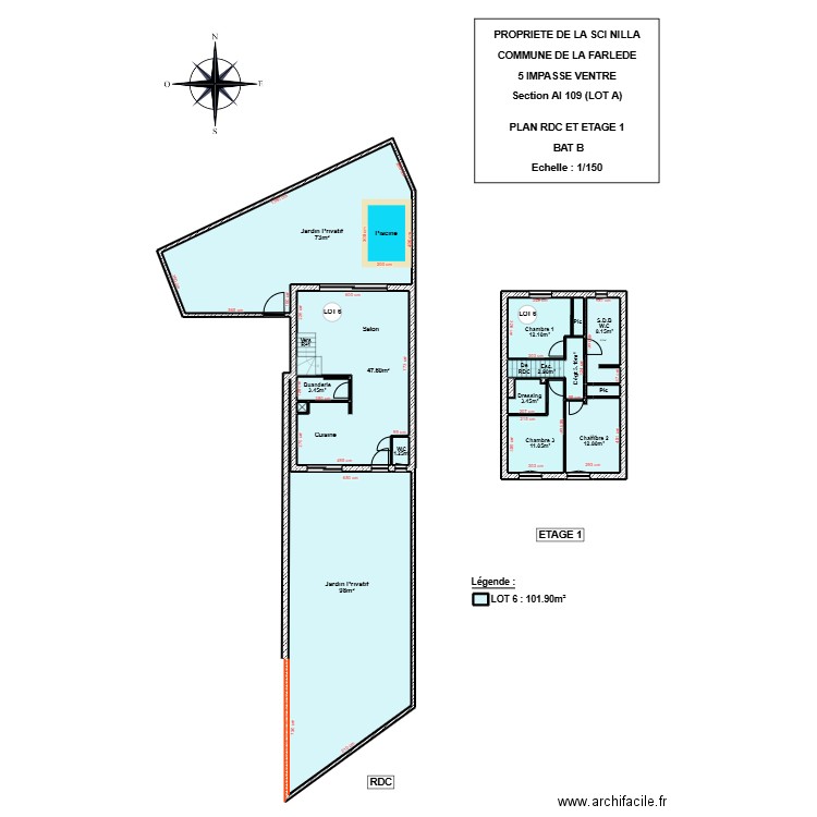 SCI NILLA BAT B. Plan de 15 pièces et 279 m2