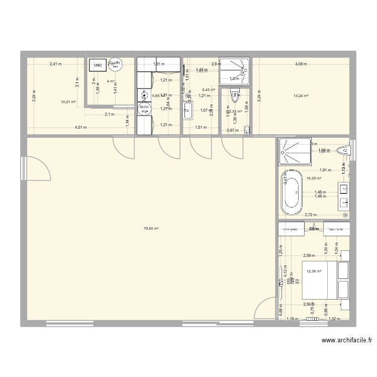 Maison. Plan de 9 pièces et 144 m2