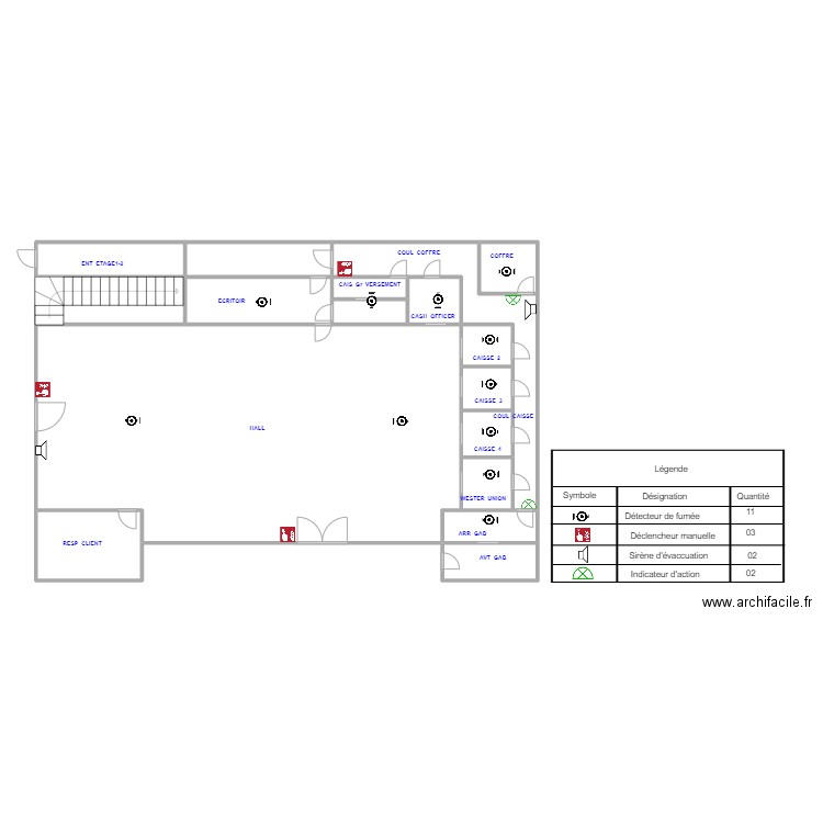 Plan site  RDC'. Plan de 17 pièces et 121 m2