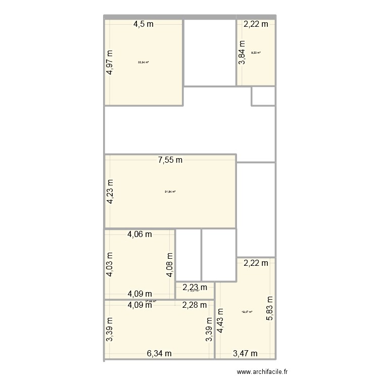 Casa Baradero. Plan de 6 pièces et 121 m2