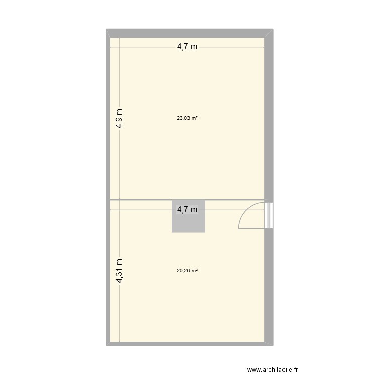 maison. Plan de 2 pièces et 43 m2