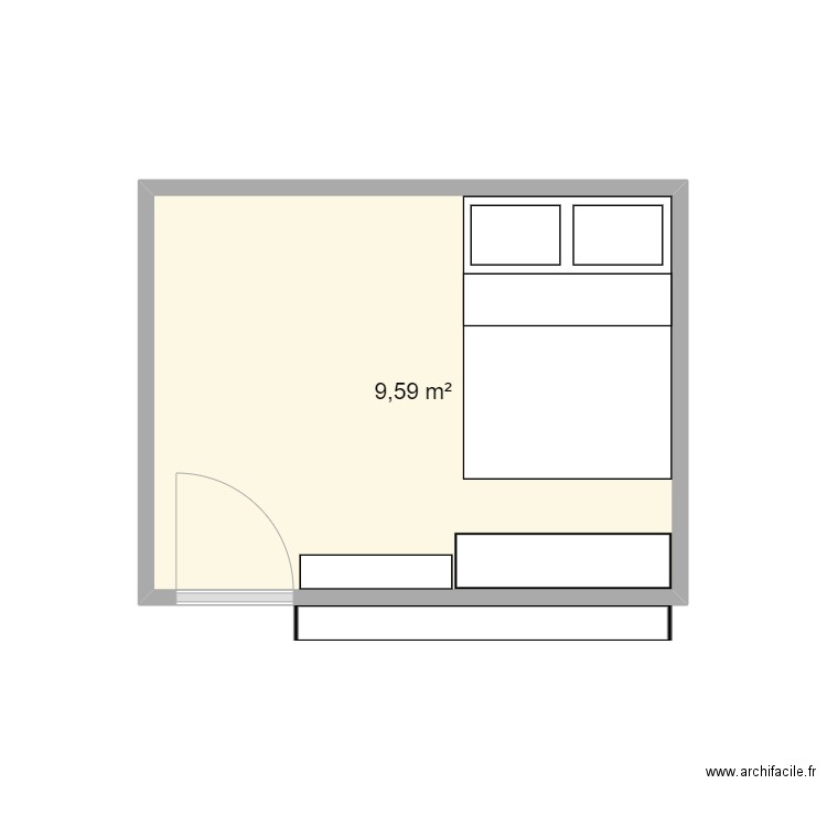 Projet chambre. Plan de 1 pièce et 10 m2