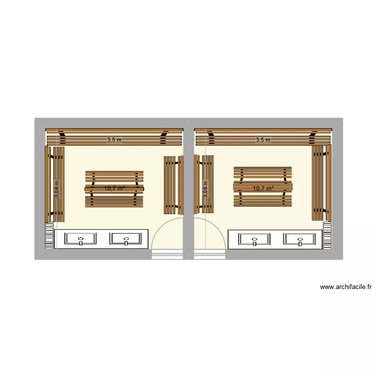 VESTIAIRE BATIMENT E. Plan de 2 et 21 m² VESTIAIRE BATIMENT E. Plan de 2 et 21 m²