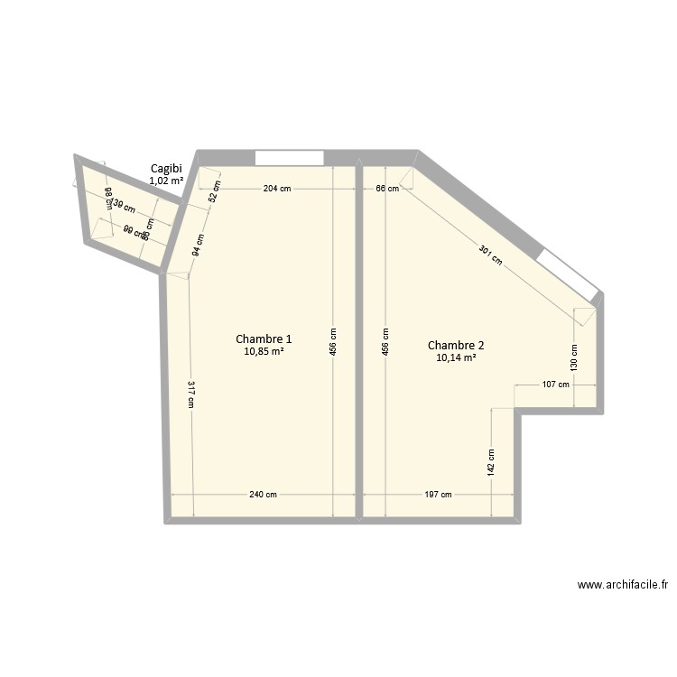 Hart-Res - Chambres. Plan de 3 pièces et 22 m2