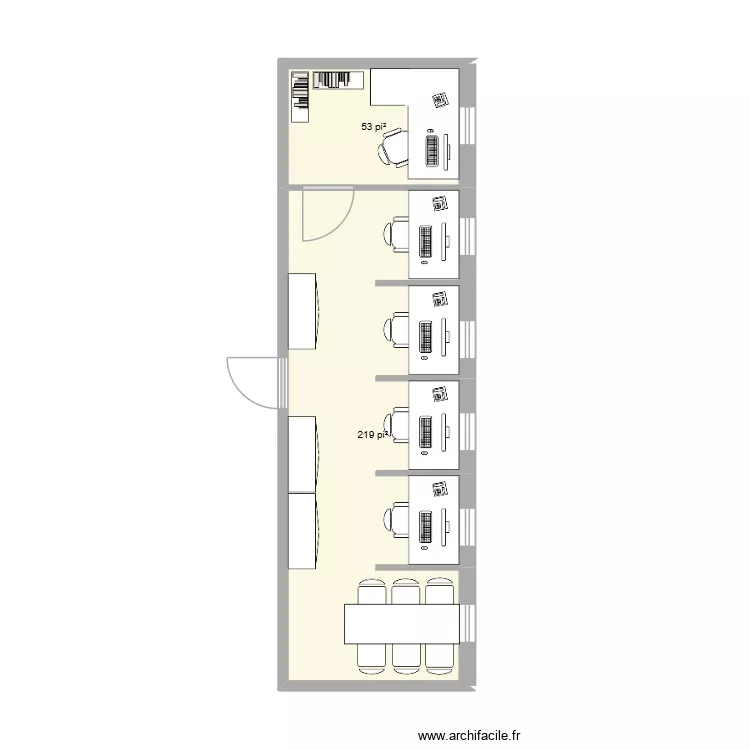 Bureau. Plan de 2  et 25 m²