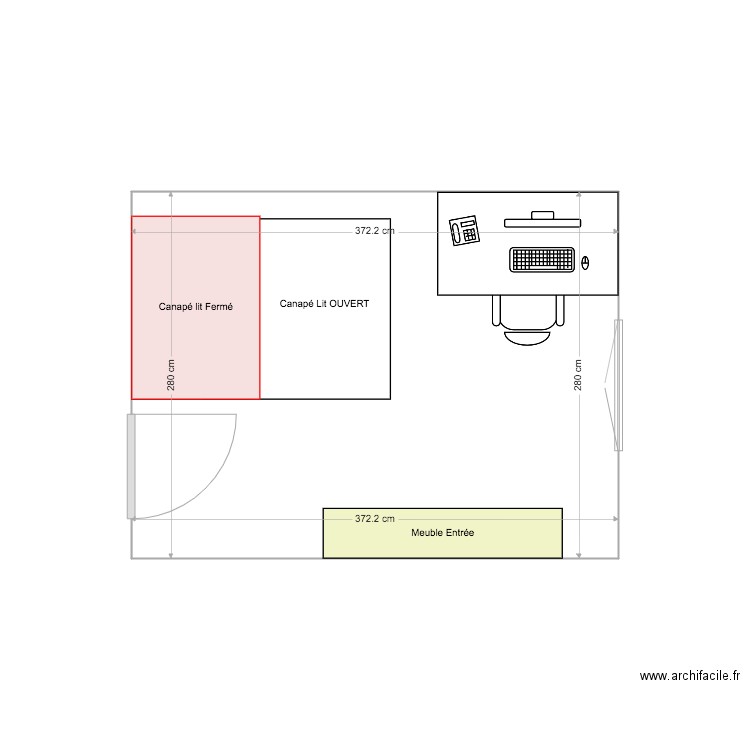 Bureau Cancale. Plan de 1 pièce et 10 m2