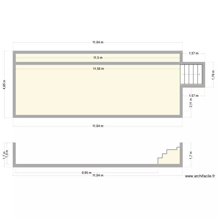piscine. Plan de 3  et 51 m²