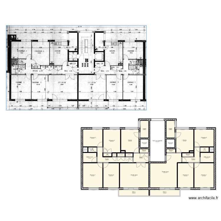 Appartement 227 VF. Plan de 36 pièces et 205 m2