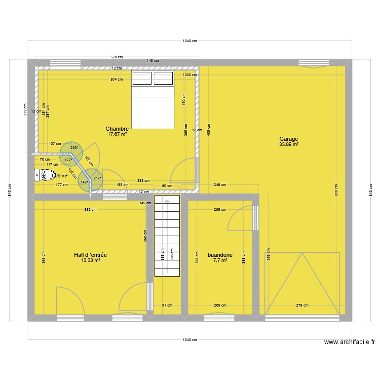 plan garage. Plan de 5 pièces et 75 m2