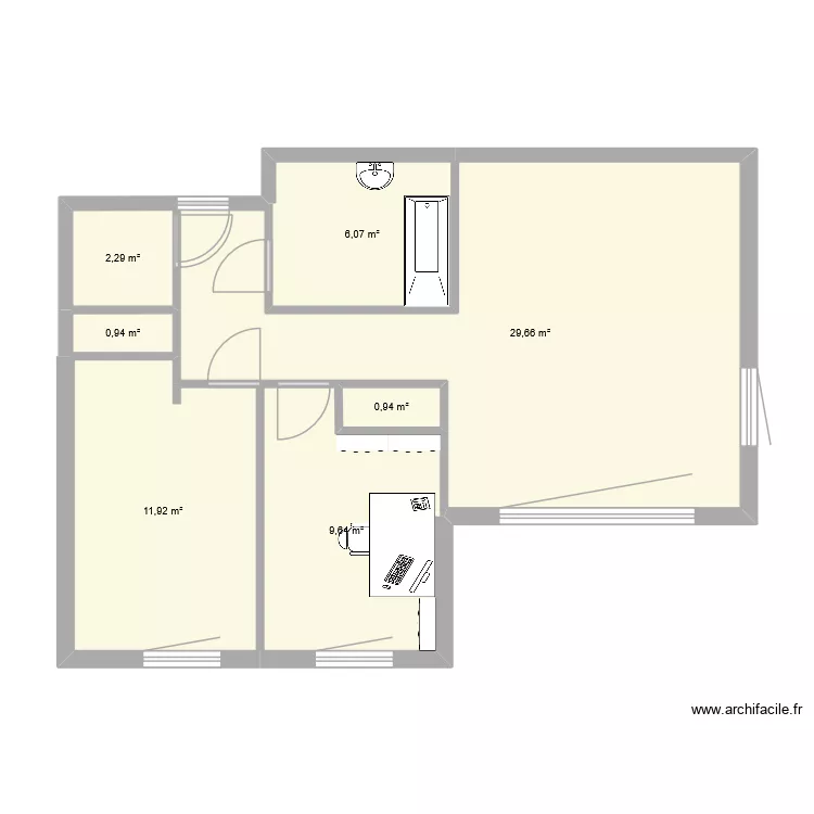 Maison. Plan de 7  et 61 m²