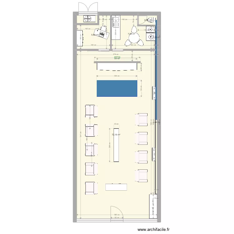 Projet Bruno Coiffeur m&agrave;j. Plan de 7  et 88 m²