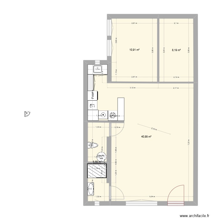 Rez-de-Chaussé - Appartement - proposition 1. Plan de 4 pièces et 66 m2