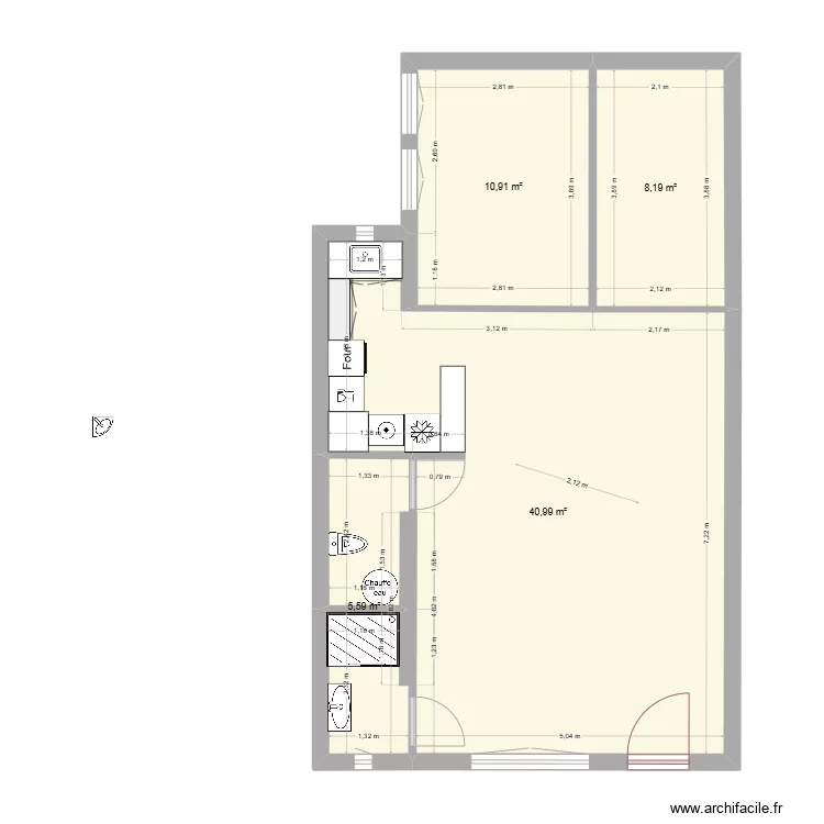 Rez-de-Chauss&eacute; - Appartement - proposition 1. Plan de 