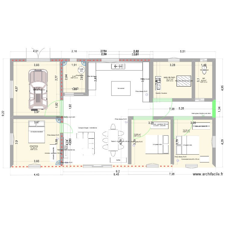 projet 1. Plan de 7 pièces et 78 m2