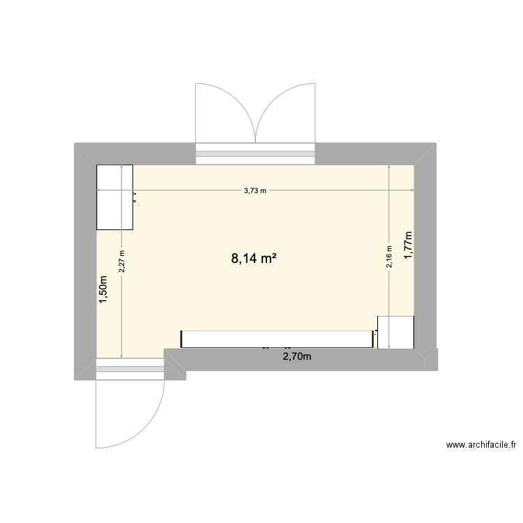 Buanderie. Plan de 1 pièce et 8 m2