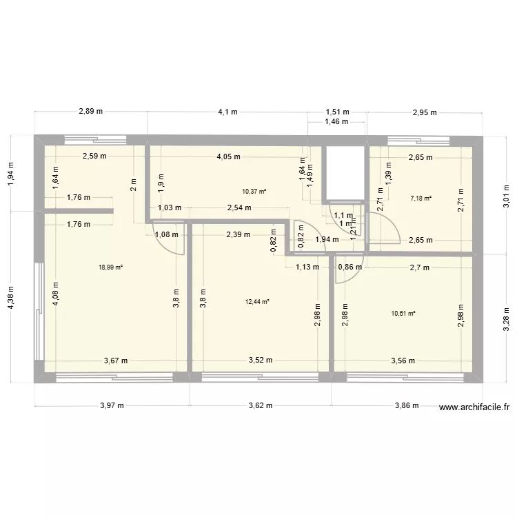 ETAGE PUGNY. Plan de 5 pièces et 60 m²