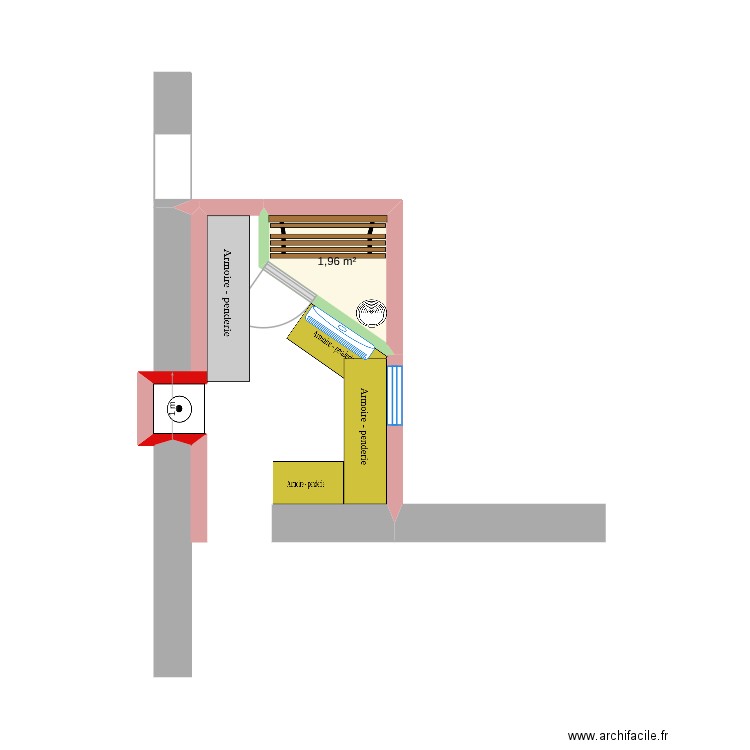 buanderie2. Plan de 1 pièce et 2 m2