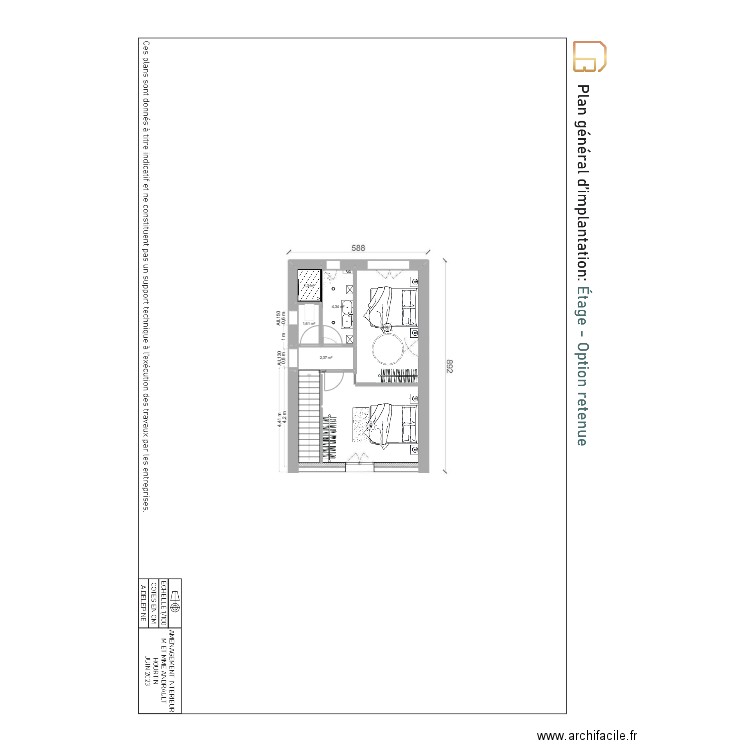 ETAGE REDESSINE. Plan de 7 pièces et 12 m2