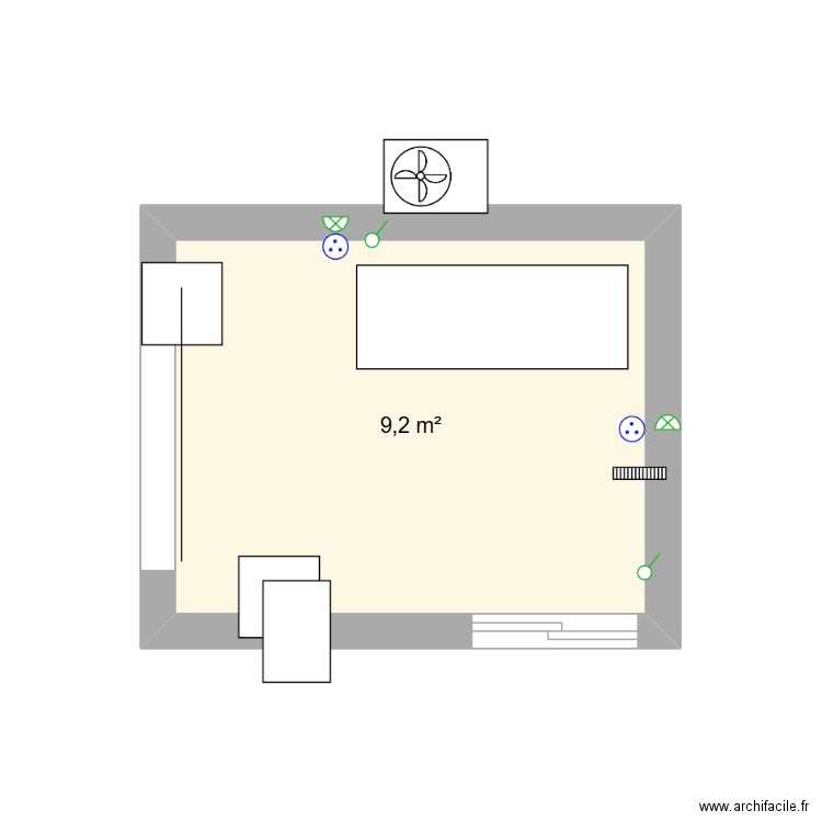 pièce de soin. Plan de 1 pièce et 9 m2