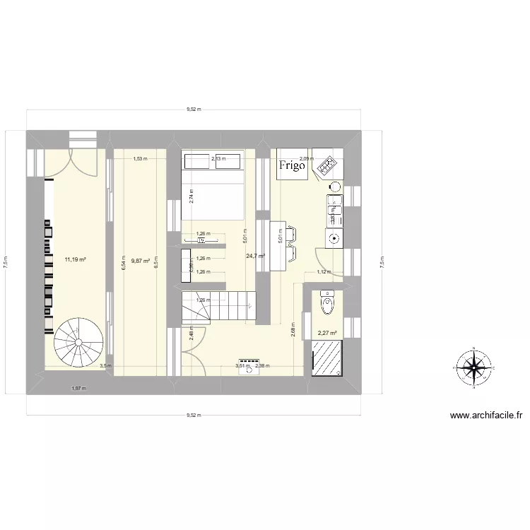 idee 2. Plan de 4 pièces et 48 m²
