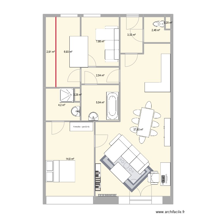 Appartement Hellemes. Plan de 12 pièces et 89 m2