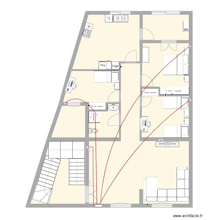 Appartement Mili Ahmed. Plan de 5 pièces et 138 m2