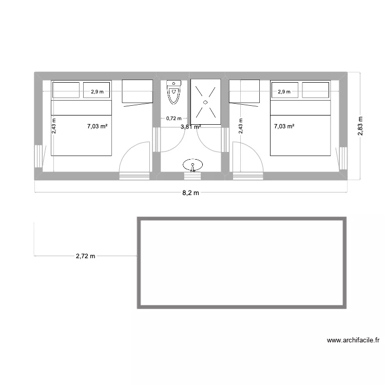 chambres yeu 2. Plan de 