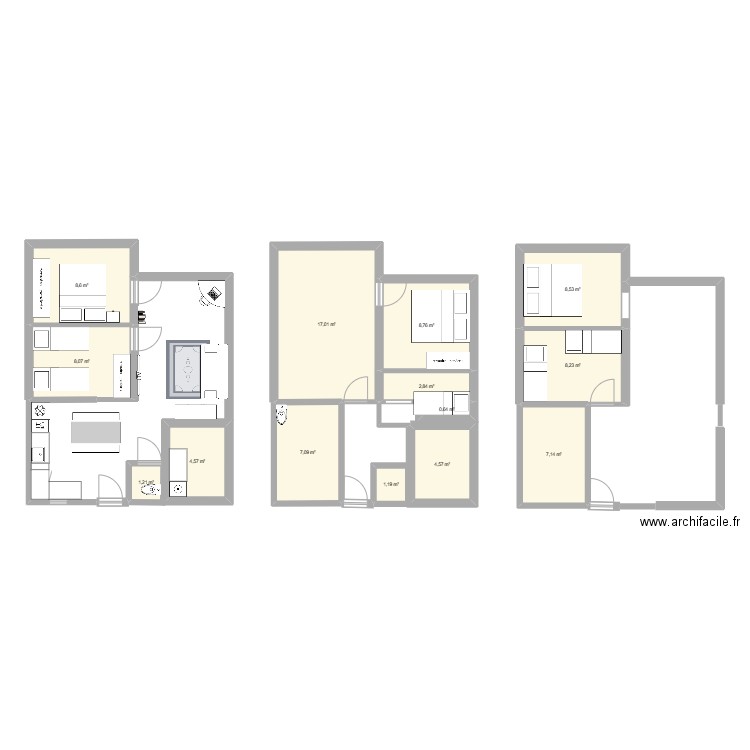 ski_loft_jj. Plan de 14 pièces et 88 m2