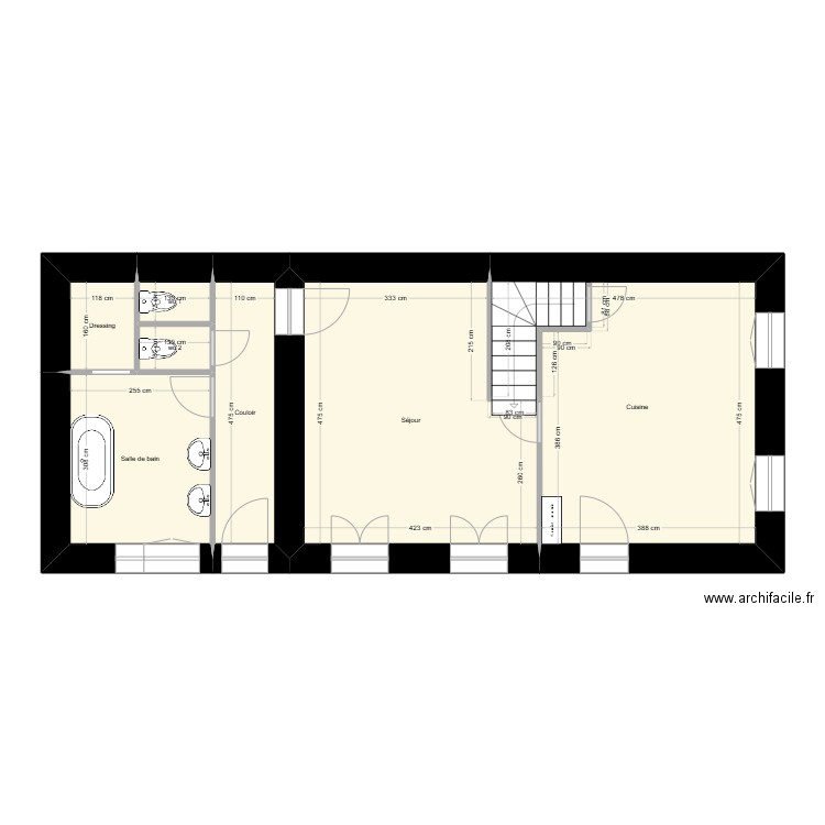 Plan Rdc Thoraval - coté. Plan de 7 pièces et 55 m2