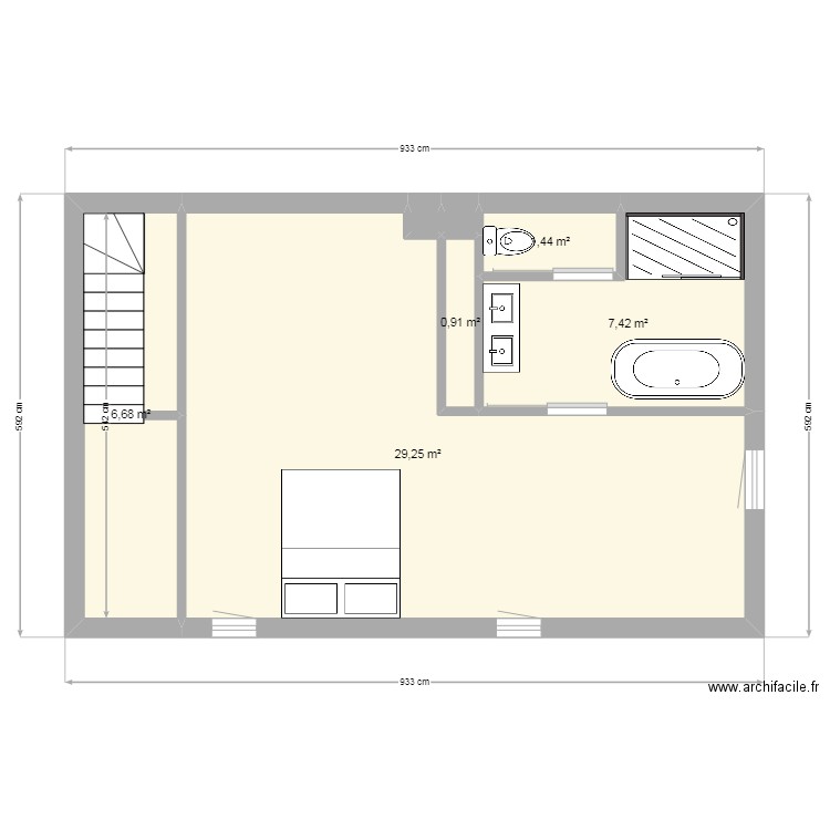 Christine étage. Plan de 7 pièces et 46 m2