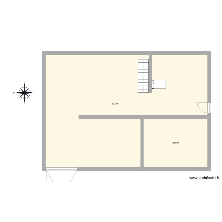 maison ext. Plan de 2 pièces et 107 m2