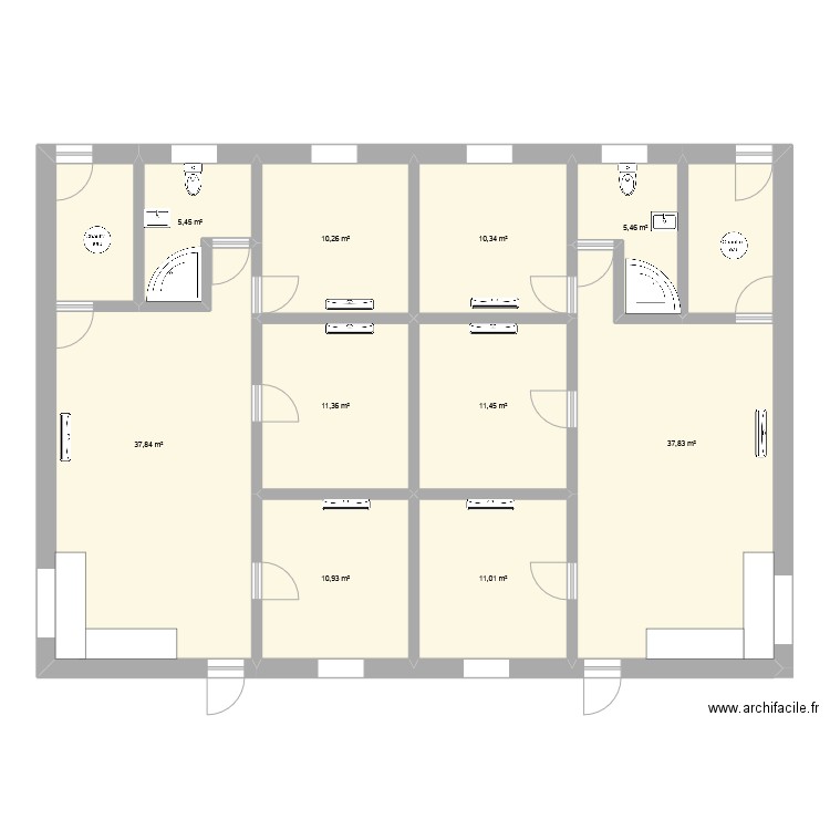 logement locatif. Plan de 10 pièces et 152 m2