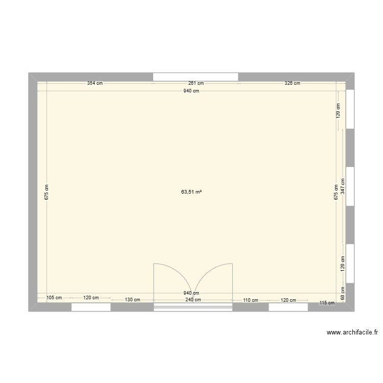 plan de base. Plan de 1 pièce et 64 m2