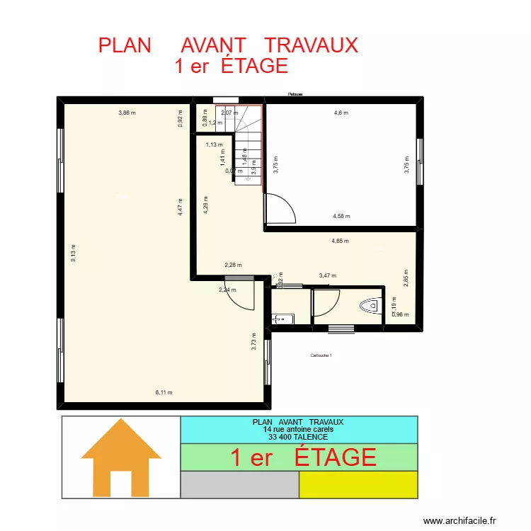 plan avant travaux 1 er &eacute;tage. Plan de 