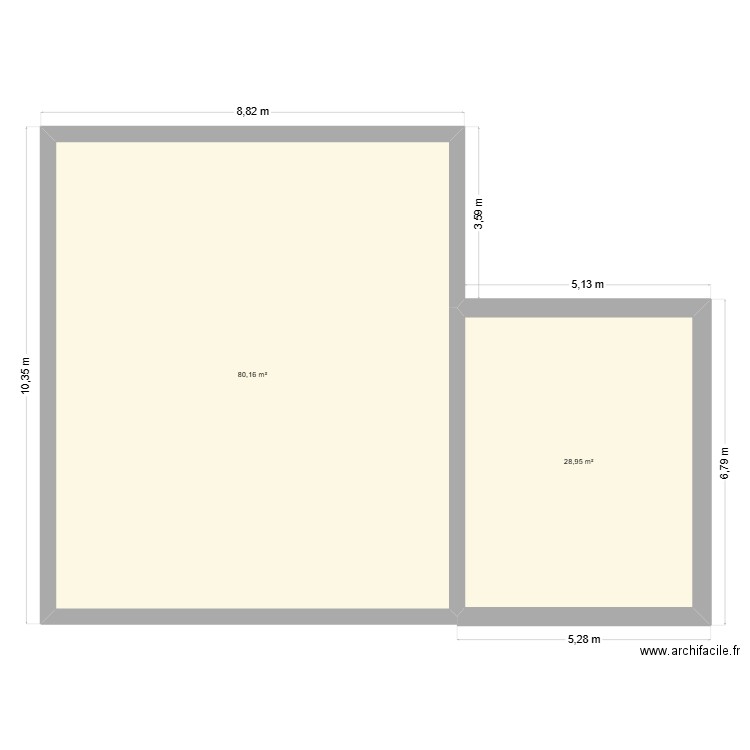 Maison Fil Rouge. Plan de 2 pièces et 109 m2